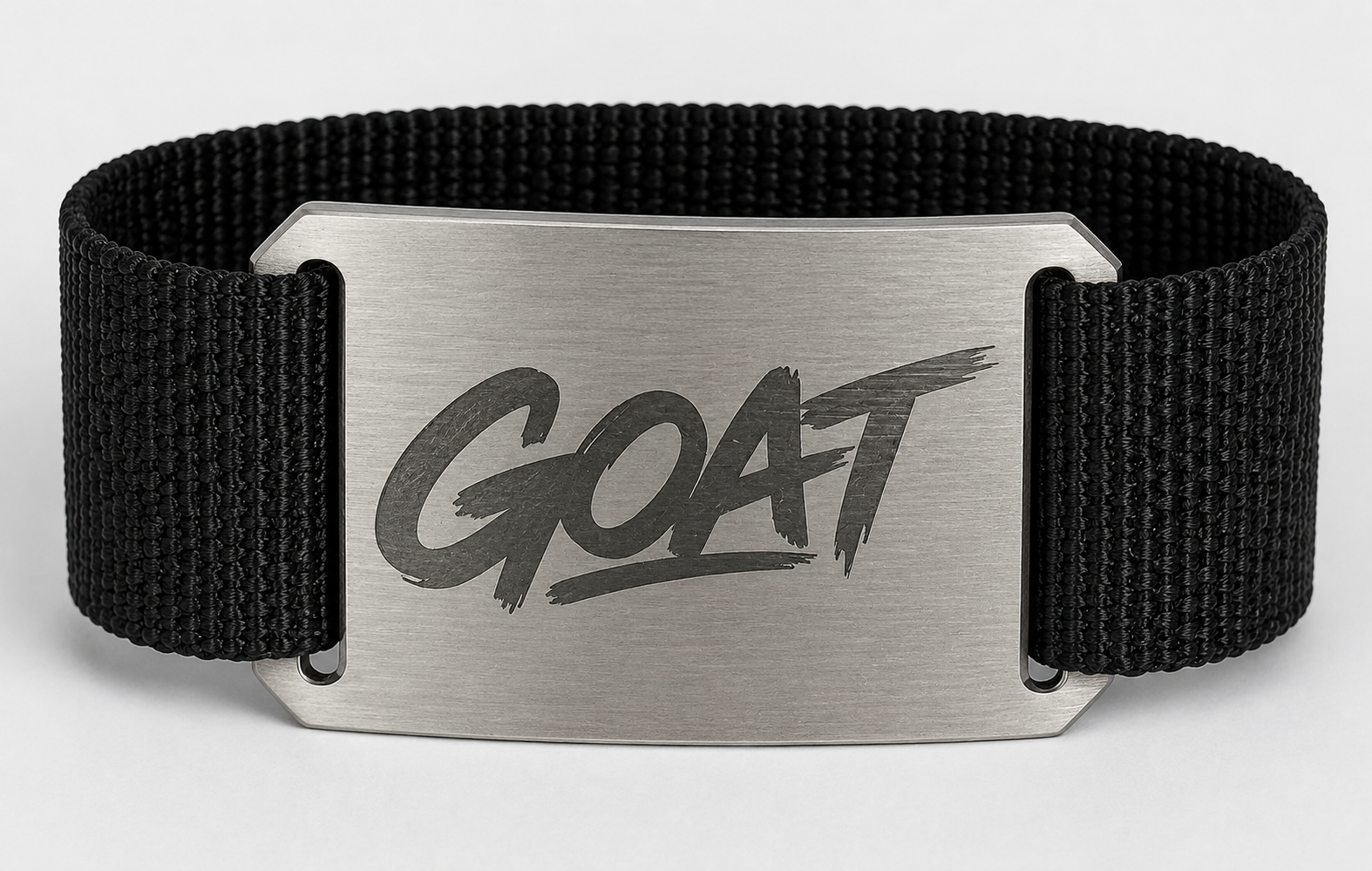 CRIOS Branding Belts 30 mm – Polypropylen-Gürtel mit geschliffener Edelstahl-Schnalle | GOAT per Lasergravur inkl. schwarzem Gurt