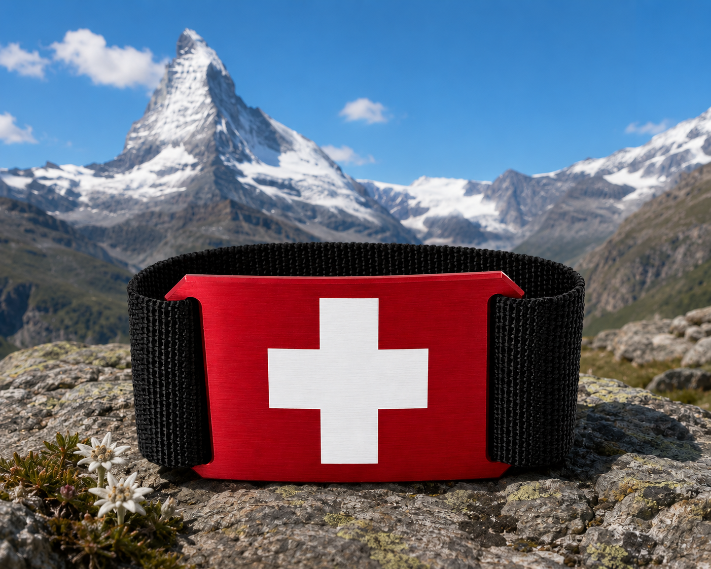 CRIOS Branding Belts Red Gürtel Aluminium Schnalle Rot Gurt Schwarz Kreuz
