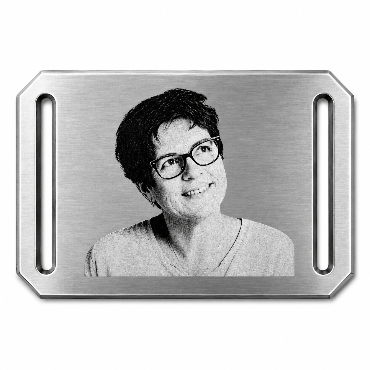 Personalisierte Edelstahlschnalle Gurt 30 mm mit Fotogravur | Wunschbild | CRIOS