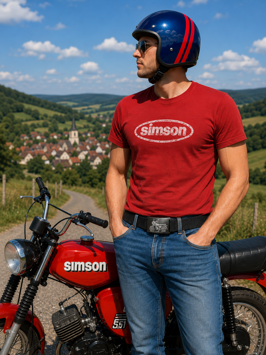 Simson S51 Fan Gürtel | elox Aluminiumschnalle mit Gravur | Crios Branding Belts