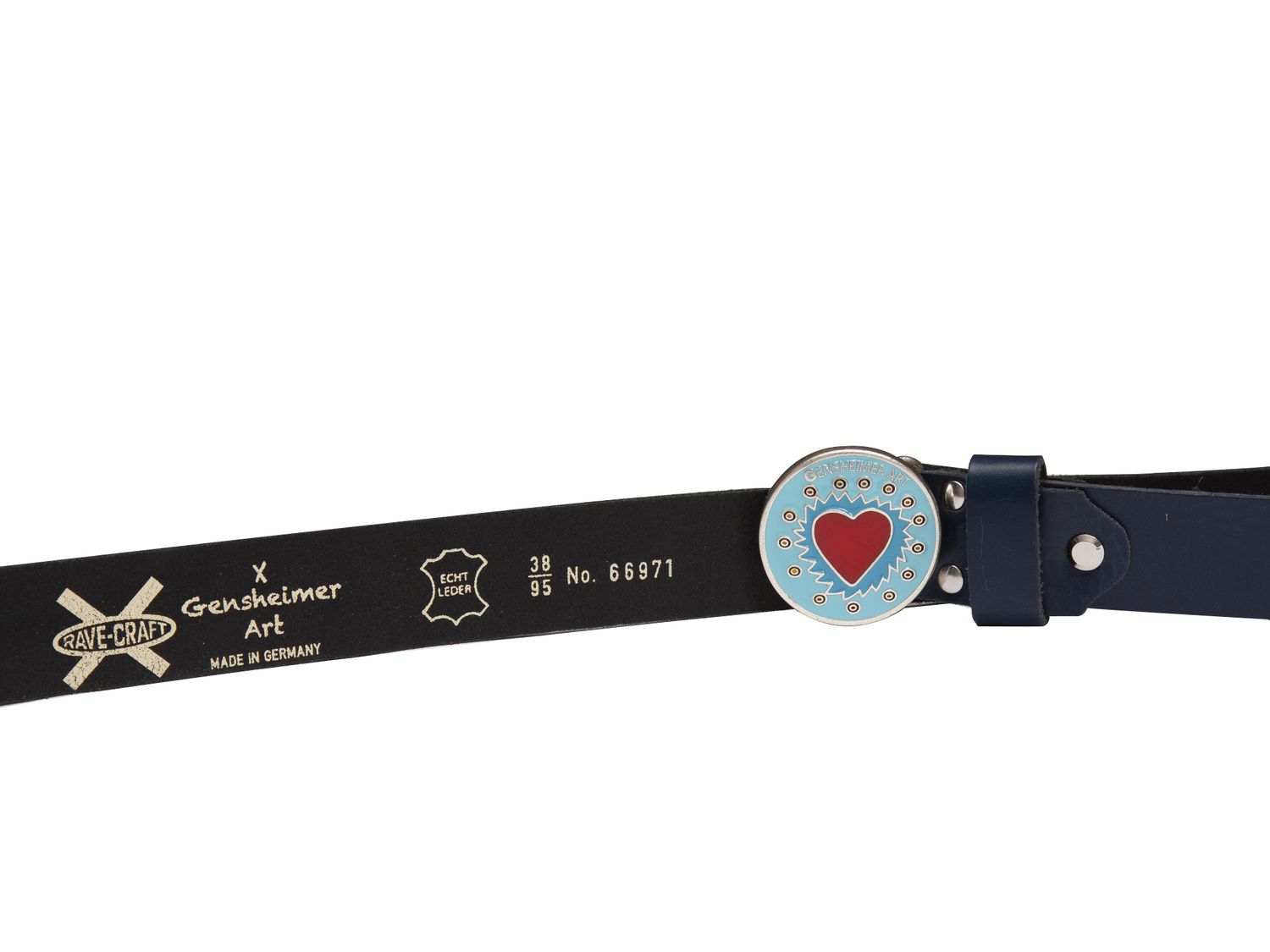 Rave-Craft Ledergürtel Gensheimer X-Art-Gürtel Flower Power Love 66971/30 Blau