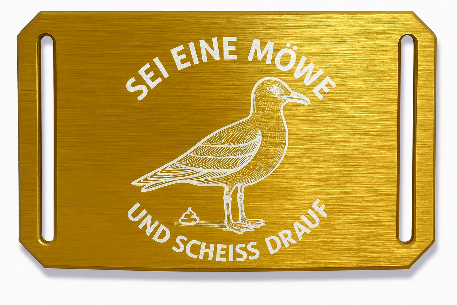 CRIOS Sei eine Möwe Gürtel Aluminium Schnalle inkl. Gravur Gurt Schwarz