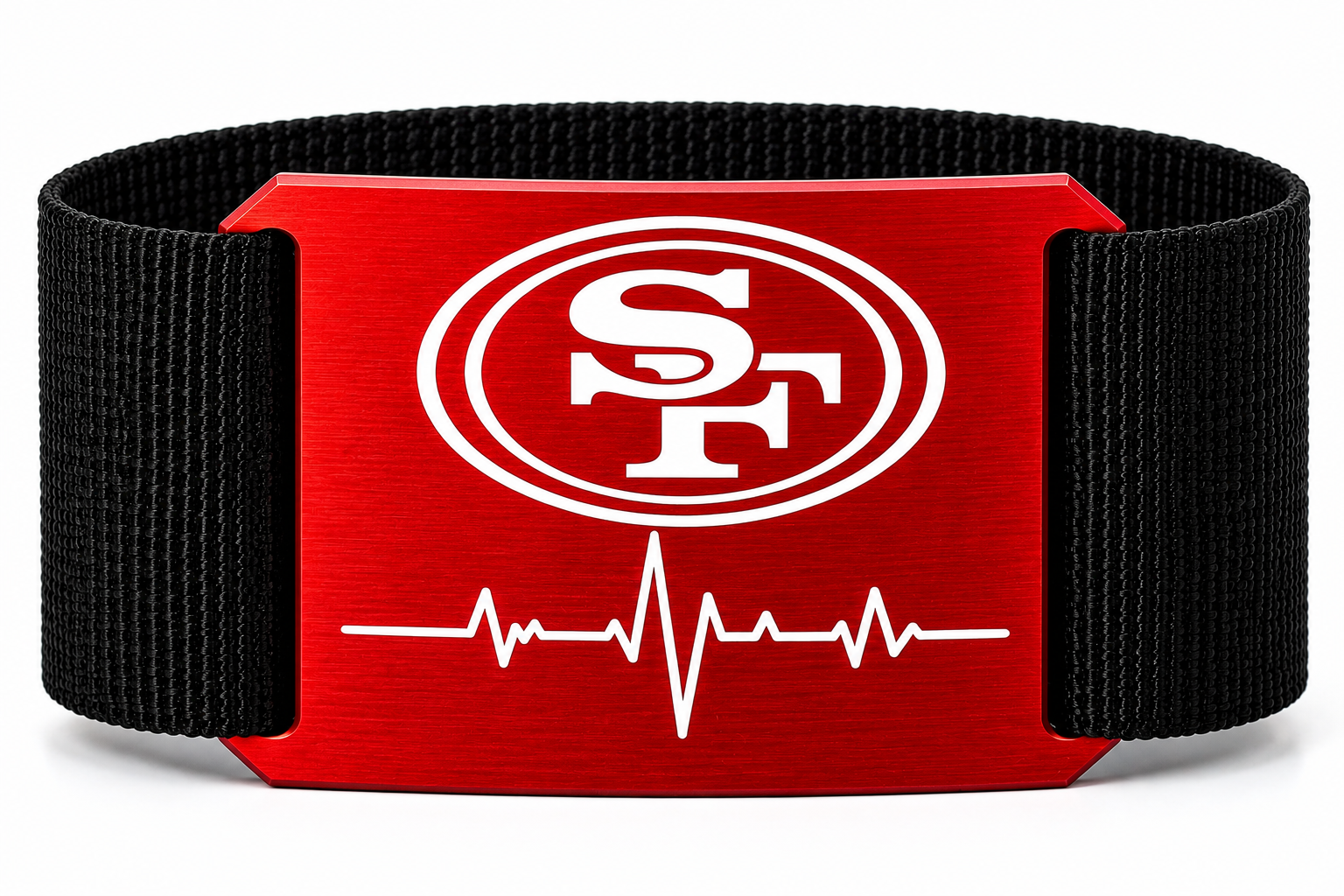 Football Fan Gürtel Rot mit Lasergravur & Pulslinie | Nylon Gürtel | Crios Branding Belts