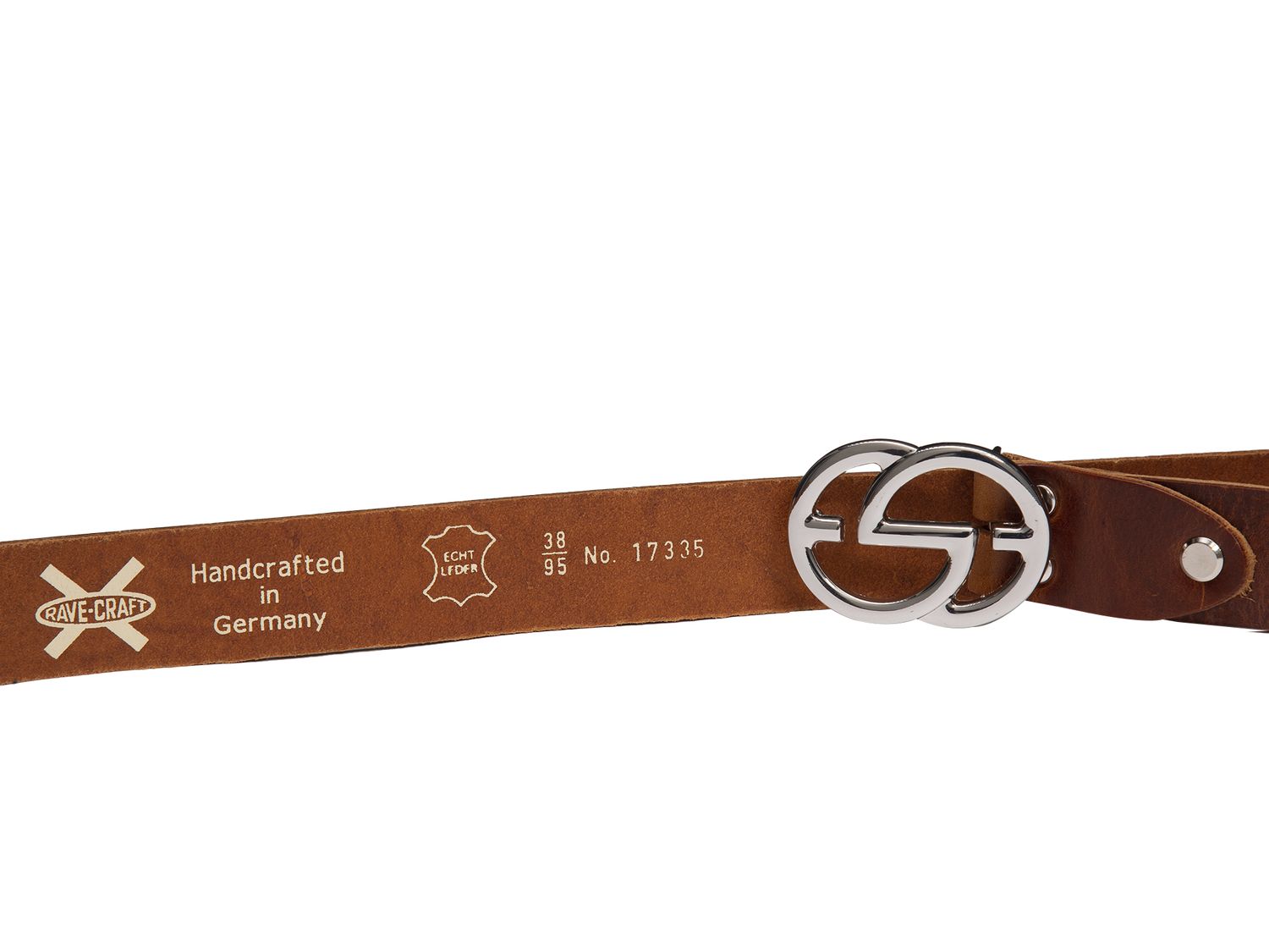 RAVE CRAFT Damen Gürtel 2 Ring Schnalle Modegürtel Cognac Braun Made in Germany