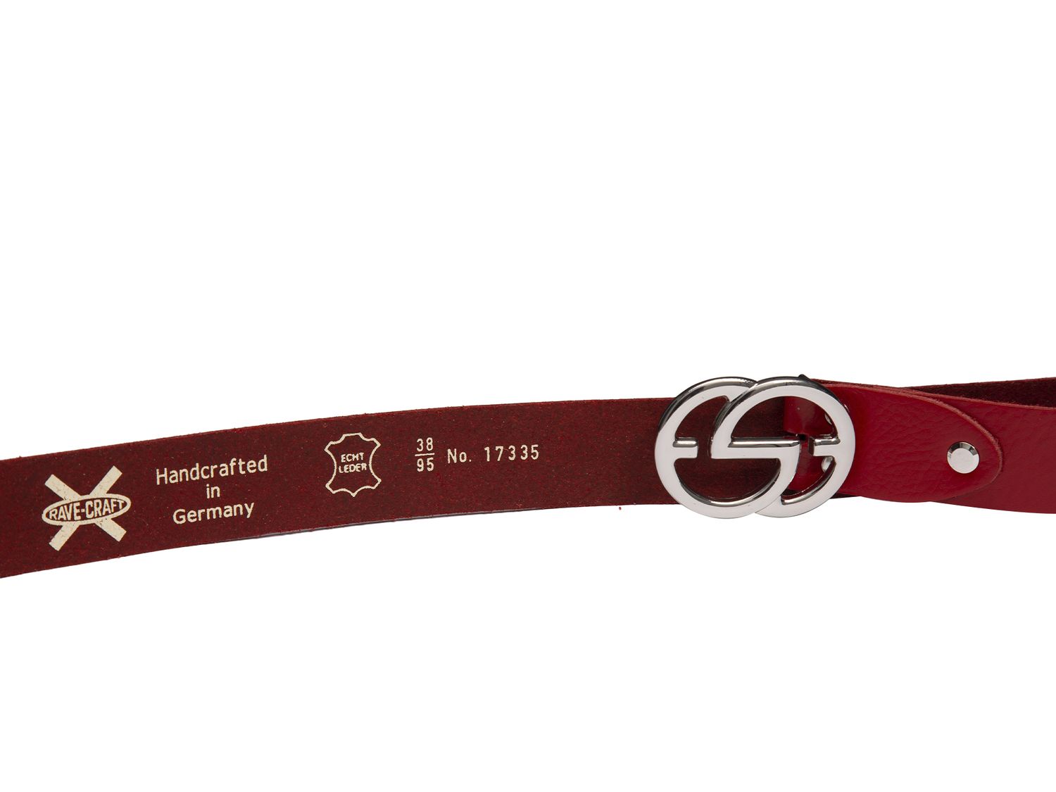 RAVE CRAFT Damen Gürtel 2 Ring Schnalle Modegürtel Rot Made in Germany