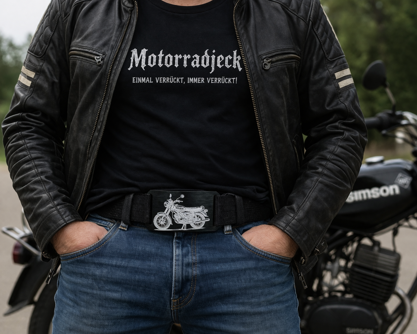 CRIOS Branding Belt Alu Schnalle Simson S51 Legende Moped Motorrad