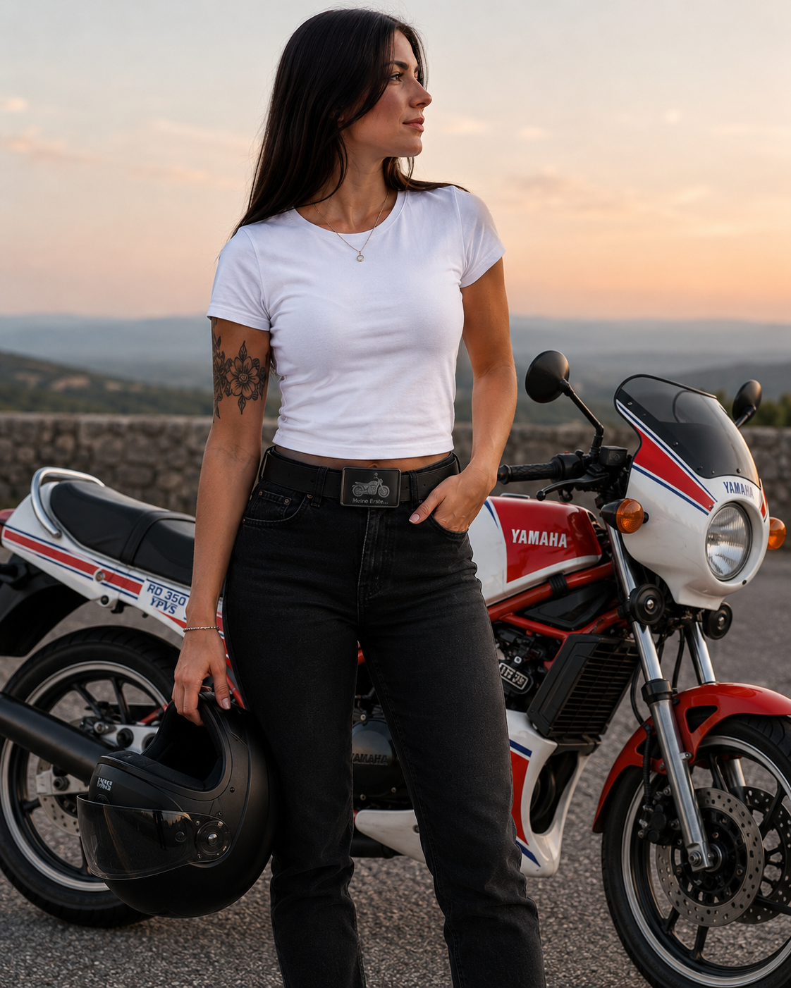 CRIOS Branding Belt Alu Schnalle Yamaha RD 350 YPVS Motorrad Oldtimer Legende