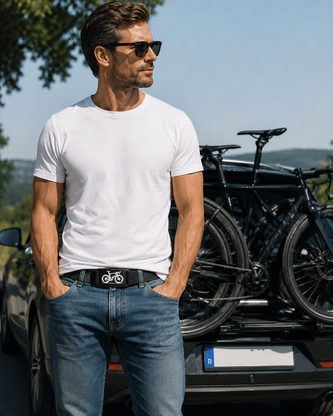 Eloxierte Aluschnalle mit Gurt | Rennrad| Schwarz | CRIOS Branding Belts